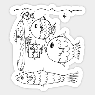 Describing Swimming Fish Doodle Sticker